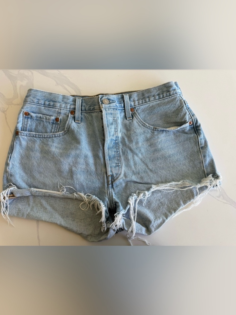 Levi's 501 Denim Distressed Shorts Light Wash Size 32